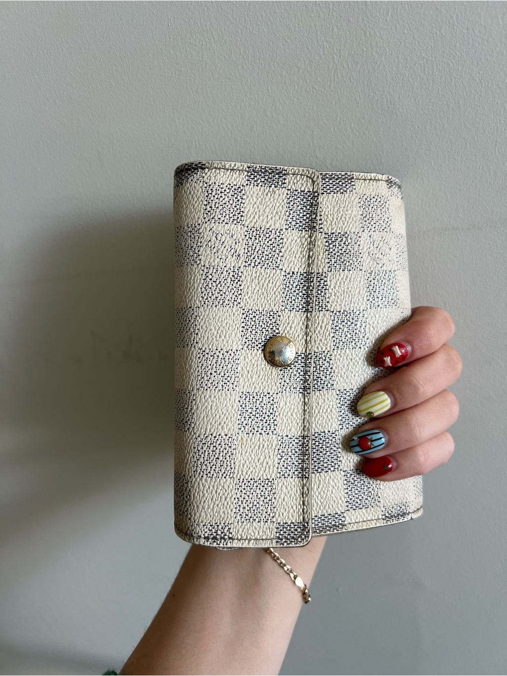 Authentic Louis Vuitton Ivory Check Compact Wallet - Women's Accessory